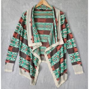 b Sharp Cardigan Mohair Blend Sweater Womens Medium Aztec Waterfall Open